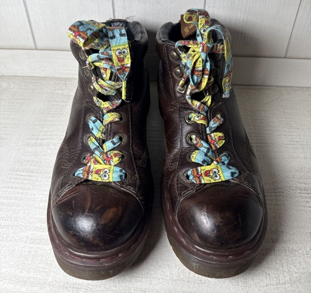 Vintage Dr Doc Marten's Boots Leather Brown 8287 England Grizzly Men's Size 8